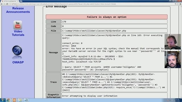 SQL Injection Using Mutillidae