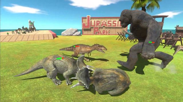 Dinosaurs Fight King Kong is Growing | Indominus Rex or King Kong - Animal Revolt Battle Simulator смотреть онлайн