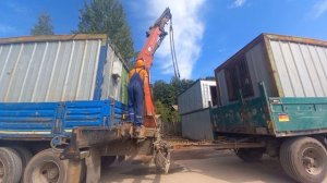 Перевозка "мутных" вагончиков) Манипулятор с прицепом.