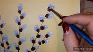 Уроки рисования для малышей. 
Рисуем вербу с зайчиком.