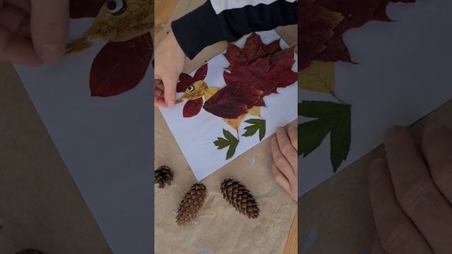 Петушок - осенняя поделка для детей из листьев. Fall Leaf Craft for Kids.