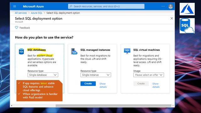 When to choose the Azure SQL DATABASES for on-premises data migration?