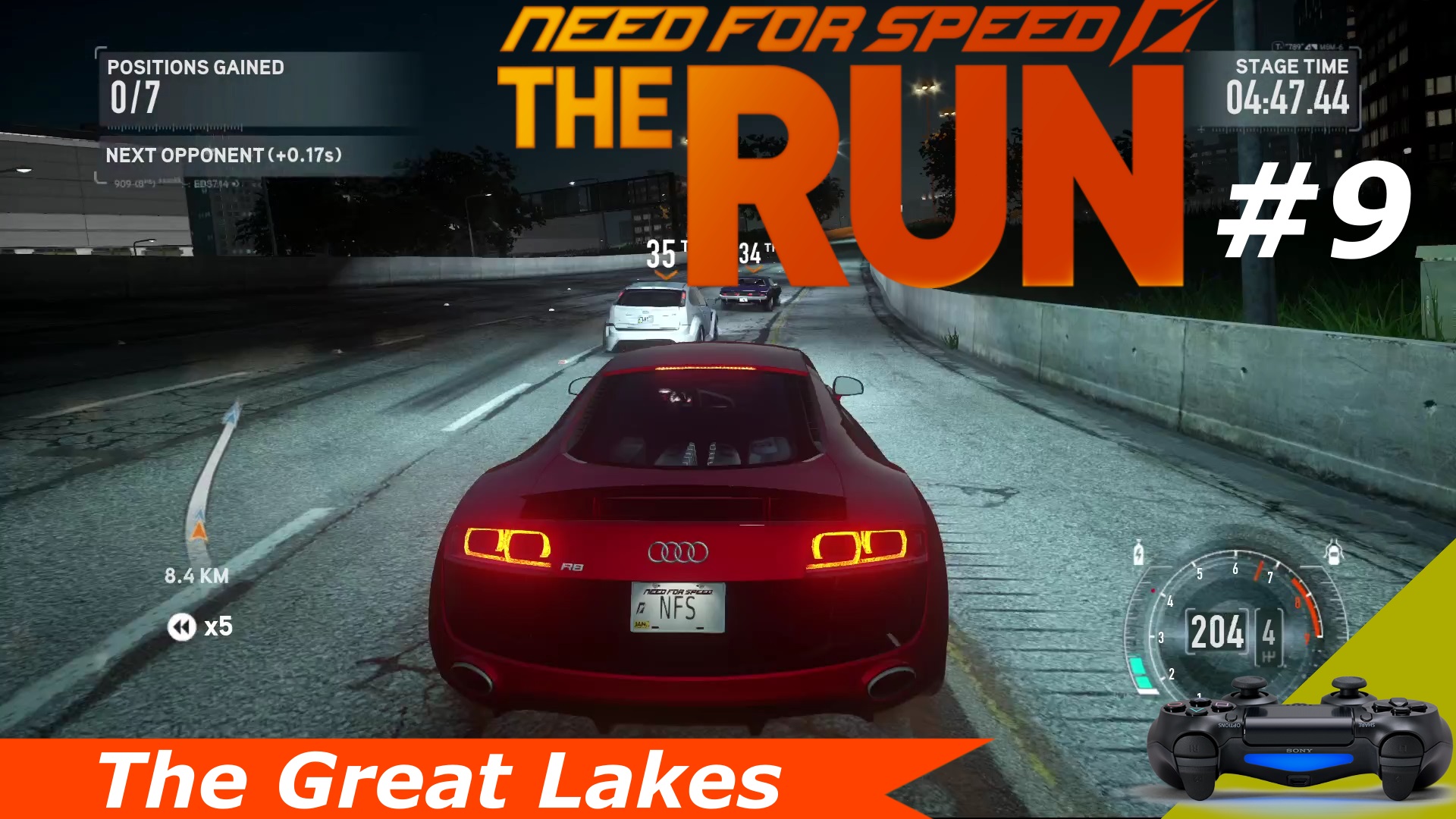 Need For Speed - the RUN #9 | AUDI R8v10 - Позиция в гонке 29 | Dualshock 4
