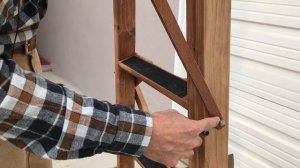 DIY Fold Flat Wooden Step Ladder for Interior Use.  Stores behind door.