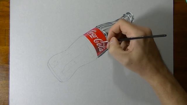 3Д искусство, рисунок Coca-Cola пустая стеклянная бутылка смотреть онлайн