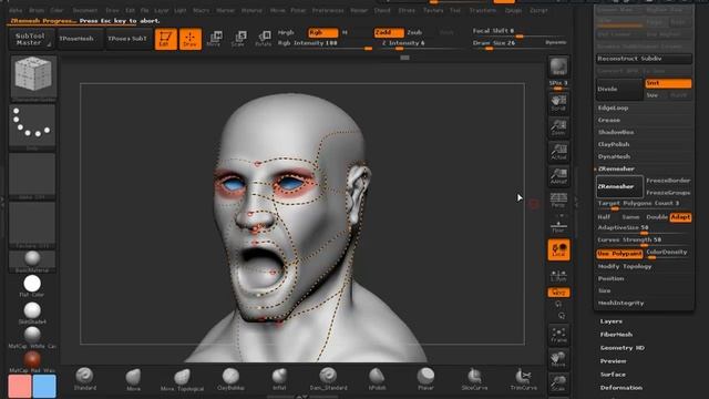 ZBrush tutorial on using ZRemesher and UV Master смотреть онлайн
