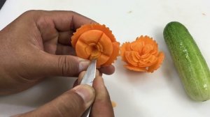 Very Impressive Carrot Flower Carving Garnish - Art In Fruit & Vegetable Carving Design