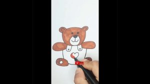 Как нарисовать милого МИШКУ с сердечком легко| Рисунки карандашом|