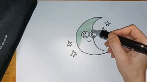 Как нарисовать ночную луну | Учимся рисовать луну для детей