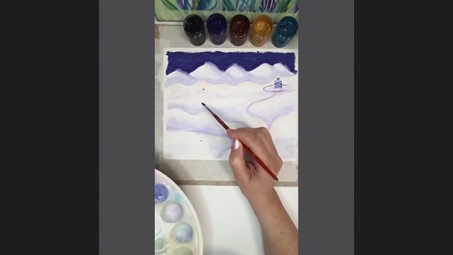 3имний ангел. Рисуем в стиле Нино Чакветадзе.