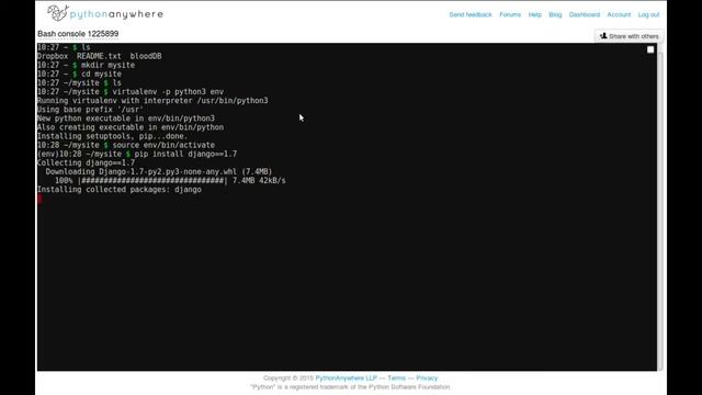 Django 1.7 on pythonanywhere.com смотреть онлайн