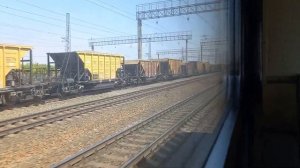 Отправление со станции Исилькуль, Исилькуль-Омск, ЭД4М-0309 + 2ТЭ10М-??? с рабочим поездом.