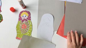 Оnline мастер-класс для детей "Открытка-Матрешка в технике обрывная аппликация"