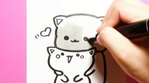 HOW TO DRAW KAWAII CATS/KITTENS HUGGING