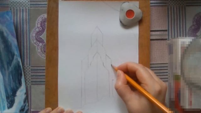 Учимся рисовать Замок Эльзы поэтапное рисование 1 часть