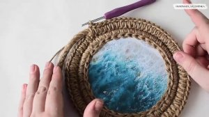 Круглая сумка "Гаспра", вязание крючком из джута