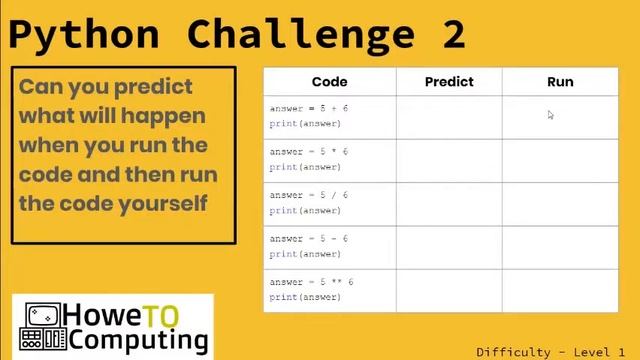 Python challenges  ‐ Level 1 challenge 2