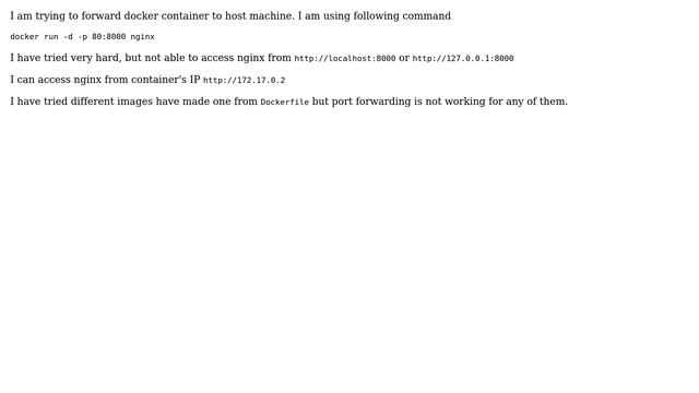 Can not forward docker container port to host смотреть онлайн