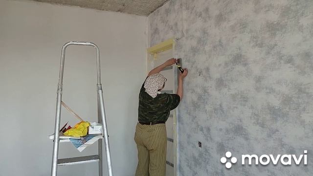 Врезка обоев к балке и  наличнику  и стыковка полотен по рисунку