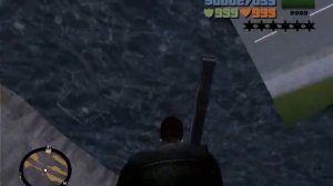 Глюк в гта 3, где я летел на машине и упал в воду-видео1