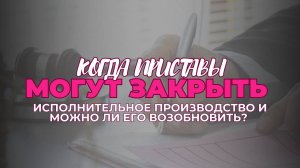 Когда приставы могут закрыть исполнительное производство и можно ли его возобновить?| Выпуск 1