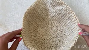 ?Подвесная корзина капля?крючком из джута