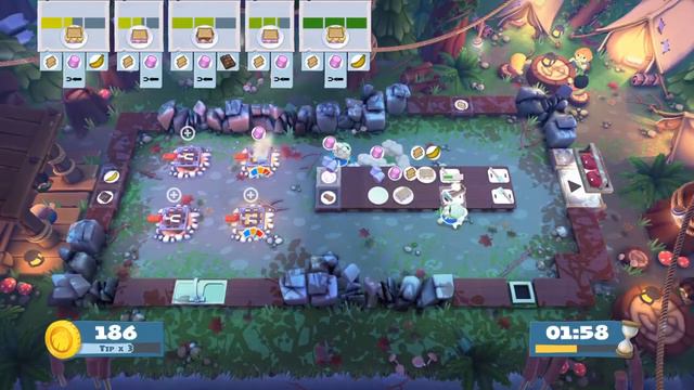 Overcooked 2 Campfire Cook Off 1-2 solo 4 stars