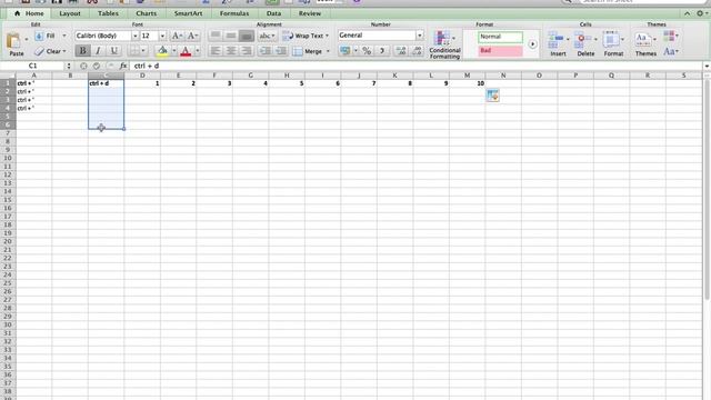 Excel Tips and Tricks: ctrl + d , ctrl + '