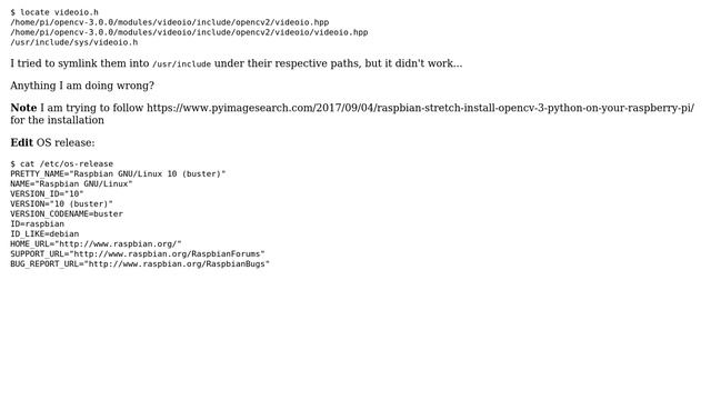 Raspberry Pi: Installing OpenCV fails for missing header files смотреть онлайн