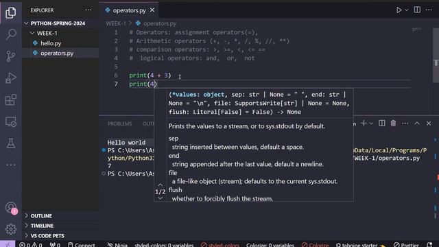 Learn Python with Visual Studio Code and Operators in Python - Lesson 2