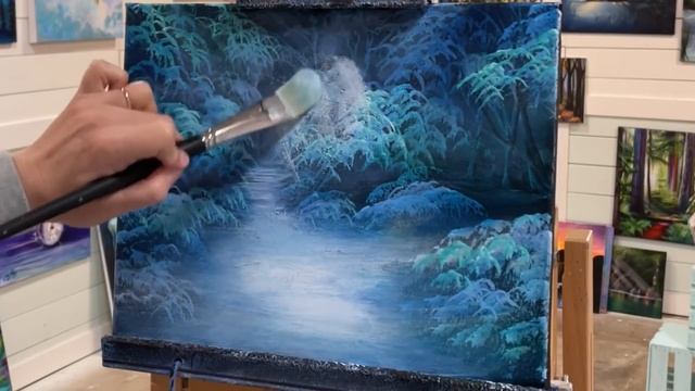 How to paint Lamppost In A Snowy Forest ? STEP BY STEP ? Acrylic WINTER PAINTING TUTORIAL - Easy! смотреть онлайн