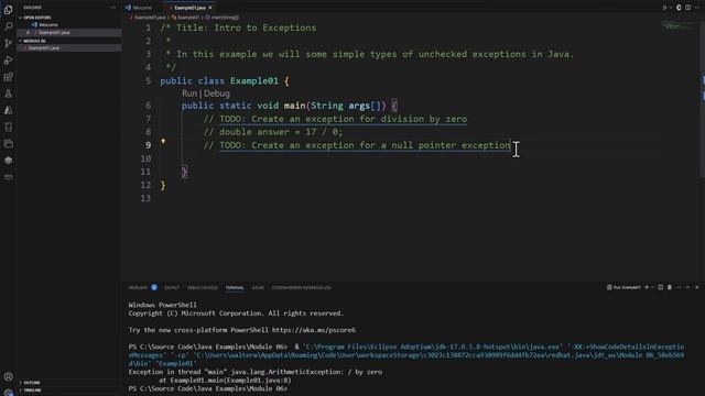 Java Practice Examples - Module 6-1 Intro to Exceptions смотреть онлайн