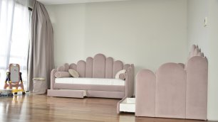 Детские диван-кровати с ящиками Савоярди / Savoiardy в розовом цвете