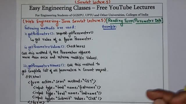 L42: How to Read HTML Form Parameters in Java Servlet with Example | Web Engineering Lectures