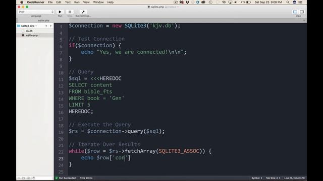 How to query  SQLite3 with PHP