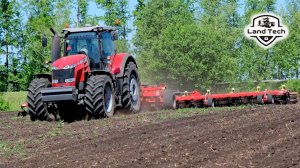 Трактор Massey Ferguson 8737 с культиватором Tillermaster 12000 - обработка поля по навигации!