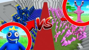 1000 СИНИХ из радужных друзей против РОЗОВЫХ в майнкрафт ! Битва мобов RAINBOW FRIENDS MINECRAFT