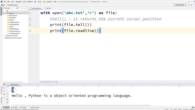 Python IO : tell() and seek() function | Python Tutorial #43