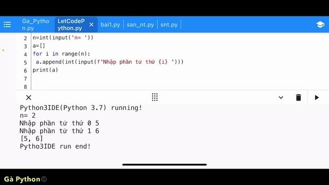 Python cơ bản - 2 cách nhập list (danh sách) từ bàn phím