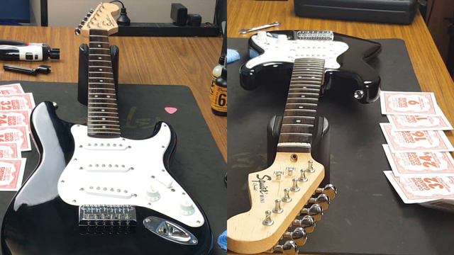 Mini Fender Strat Guitar Restring (How to) смотреть онлайн