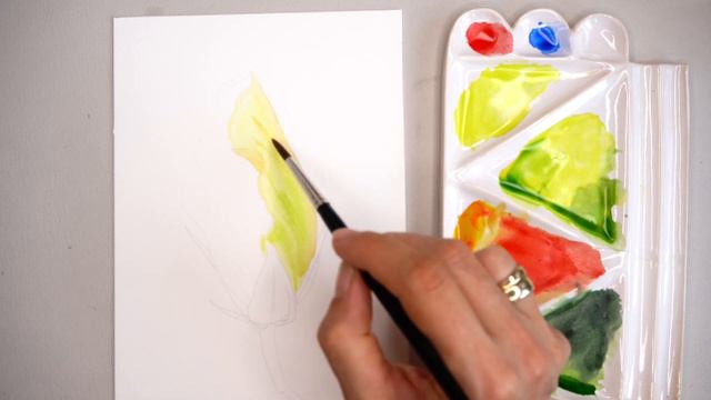 Yellow Flower Watercolor Painting Tutorial 💛 Yellow Hibiscus Bud Painting 💛 Hibiscus Painting смотреть онлайн
