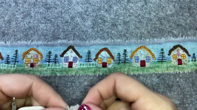 How To Slow Stitch A Scroll of Houses #stitching #embroidery смотреть онлайн