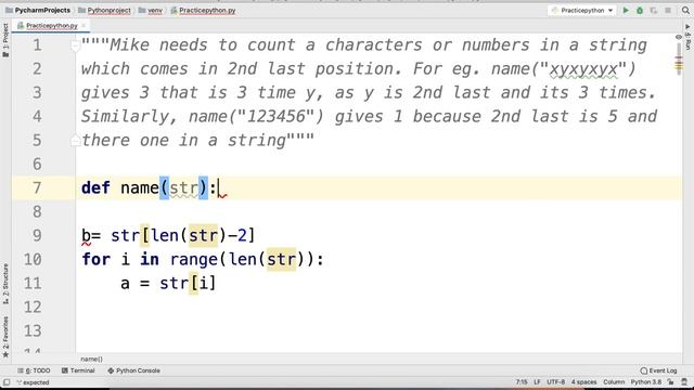 Python Practice Series 36 | Beginners | Level 1 | Basic | Counting 2nd last Character |Programming