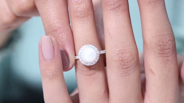 Freshwater Pearl Classic Ring with Moissanite, Pearl Classic Ring for Women смотреть онлайн