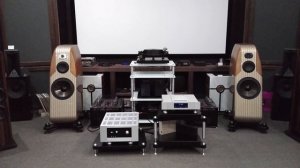 Metronome CD, Bladelius Oden integrated amp, Kharma Exquisite speakers playing Jacques Loussier