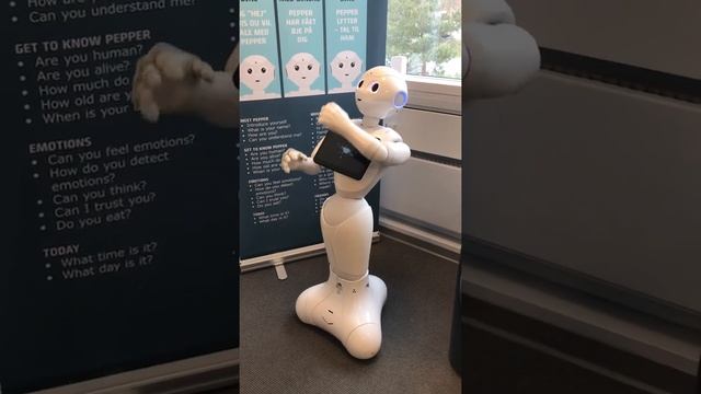 Creepily cute robot Pepper @ Technology Institute, Taastrup, Denmark