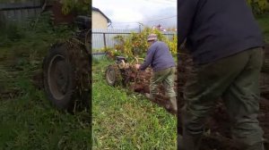 Как пашет мотоблок плугом