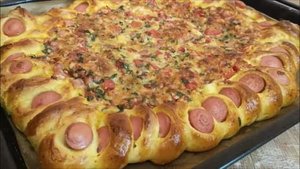 Пирог с колбасой, овощами и сыром Пицца в домашних условиях