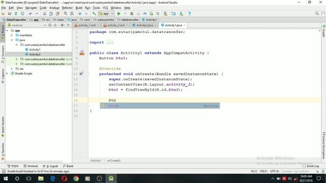 Data transfer one activity to other activity in Android Studio смотреть онлайн