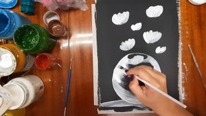 Рисуем цветы на черном фоне. Рисуем интерьерную картину.